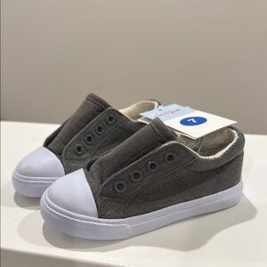 NWT Cat and Jack Kids Slip-On Shoes Grey Side Velcro Size 7